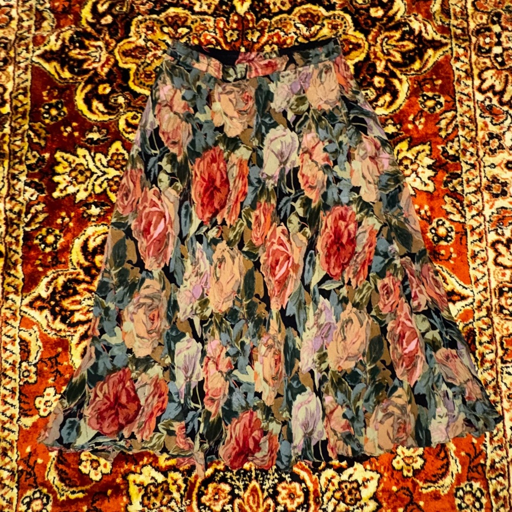 Vintage Coldwater Creek Multicolor Floral A-Line Skirt